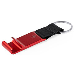 Portachiavi personalizzato, in alluminio riciclato, con supporto per smartphone, FIQUE