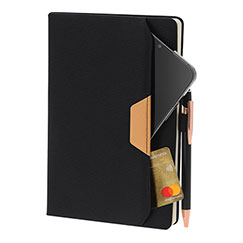Quaderno personalizzato, cover A5 in rpet con tasca esterna e elastico portapenne, ZAREK