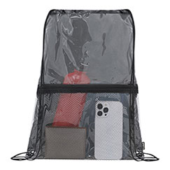 Zainetto sacca personalizzato, con tasca in rete e in PVC trasparente, LAMDY