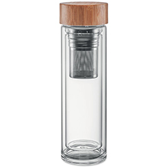 Borraccia in vetro con infusore e tappo in legno 420 ml BATUMI GLASS