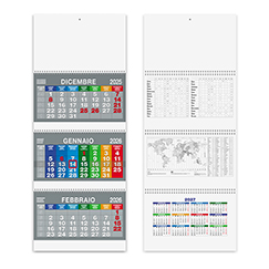 Calendario trittico 3 spirali testata e supporto cartoncino lusso SPIRAL COLOR