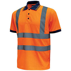 Polo da uomo linea HIGHLIGHT da lavoro con strisce riflettenti applicate NEON 