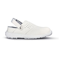 Scarpe antinfortunistiche a zoccolo bianche da donna linea WHITE68 & BLACK. Protezione SB E A FO SRC BREEZE