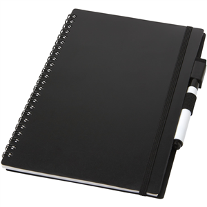 Taccuino A5 a spirale con penna PEBBLES - Nero 