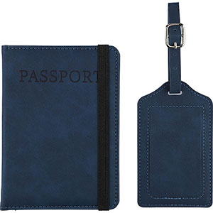 Porta passaporto ed etichetta bagagli ZANI - Blu