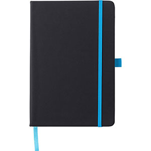 Quaderno nero con elastico colorato CHARLENE - Celeste