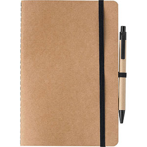 Quaderno ecologico con elastico e penna THEODORE - Nero