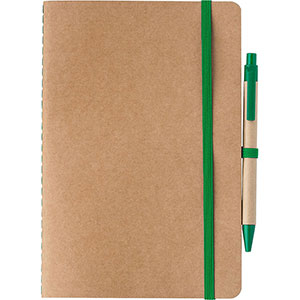 Quaderno ecologico con elastico e penna THEODORE - Verde
