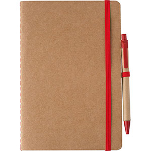 Quaderno ecologico con elastico e penna THEODORE - Rosso