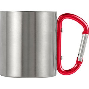 Tazza in acciaio con moschettone NELLA - Rosso