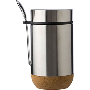 Barattolo termico in acciaio e sughero 400 ml NASH - Argento