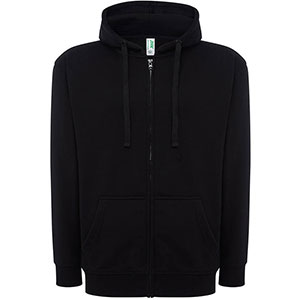 Felpa unisex cappuccio e zip PREMIUM JT - Nero