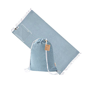 Telo fouta con sacchetta BORINEX - Azzurro