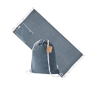 Telo fouta con sacchetta BORINEX - Blu Navy