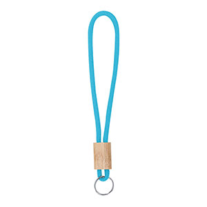 Portachiavi in corda e legno WALNUT - Azzurro