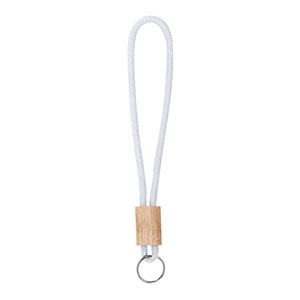 Portachiavi in corda e legno WALNUT - Bianco