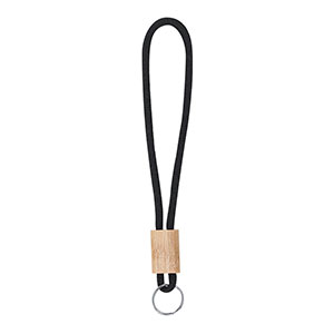 Portachiavi in corda e legno WALNUT - Nero