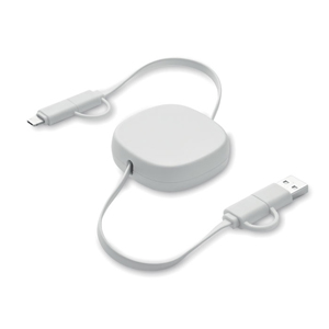 Cavo di ricarica retrattile personalizzato LINEA - Bianco
