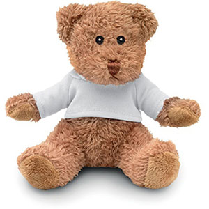 Orsetto di peluche con maglietta JOHNNY T - Bianco