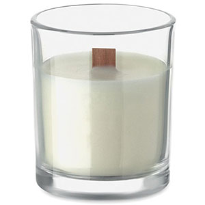 Candela in cera vegetale KIVAS WOOD - Trasparente