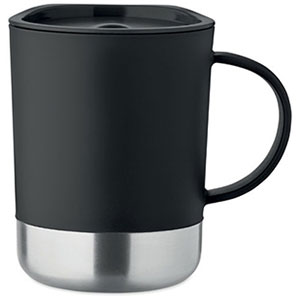 Tazza con coperchio e protezione isolante BEAKER - Nero