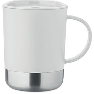 Tazza con coperchio e protezione isolante BEAKER - Bianco