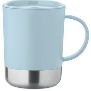Tazza con coperchio e protezione isolante BEAKER - Celeste