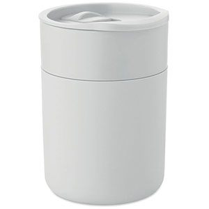 Bicchere con coperchio e protezione isolante GOBLET - Bianco