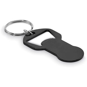 Portachiavi con apribottiglie e gettone CLAVE - Nero