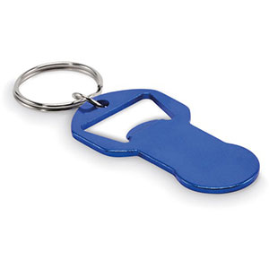 Portachiavi con apribottiglie e gettone CLAVE - Blu