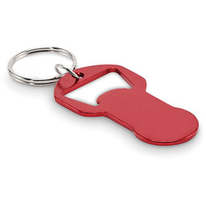 Portachiavi con apribottiglie e gettone CLAVE - Rosso
