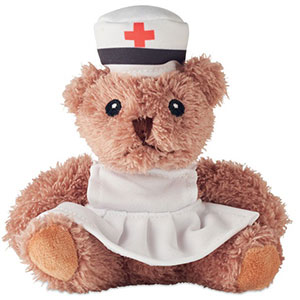 Orsetto peluche infermiere NURSE - Bianco