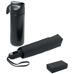 Set regalo borraccia e ombrello HITHERE - Nero