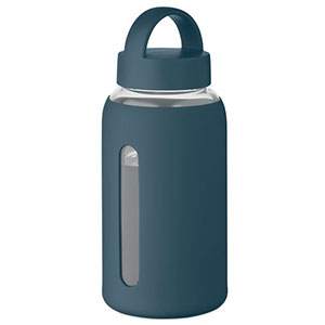 Borracia in vetro con custodia in silicone BORIS - Navy Scuro