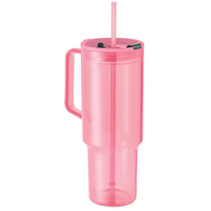 Bicchiere da viaggio in rpet MUGORA - Rosa Traslucido