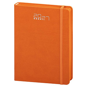 Agenda giornaliera, copertina con elastico cm 14,5x21 S/D abbinati - Arancio