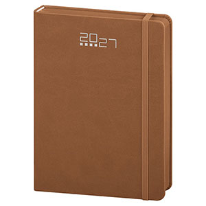 Agenda giornaliera, copertina con elastico cm 14,5x21 S/D abbinati - Cuoio