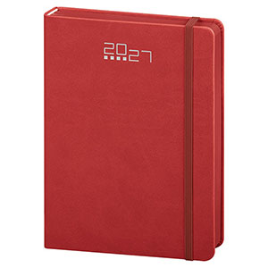 Agenda giornaliera, copertina con elastico cm 14,5x21 S/D abbinati - Rosso