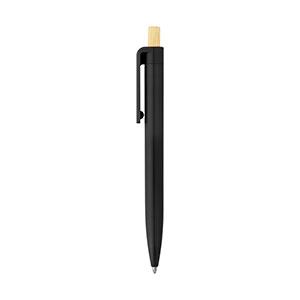 ZARA - penna in ABS riciclato con pulsante in bamboo - Nero