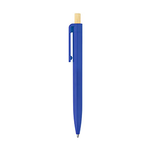 ZARA - penna in ABS riciclato con pulsante in bamboo - Blu