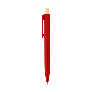 ZARA - penna in ABS riciclato con pulsante in bamboo - Rosso