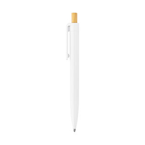 ZARA - penna in ABS riciclato con pulsante in bamboo - Bianco