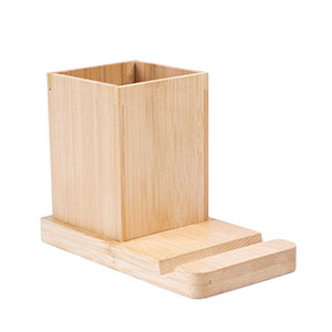 ERWIN - set da scrivania con supporto per cellulare e tazza - Naturale