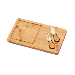 WOODS - tagliere per formaggi in bamboo con due utensili - Naturale
