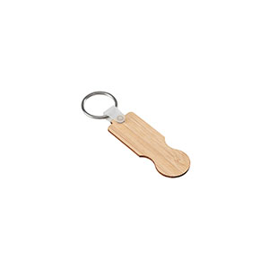 SHOPZ - portachiavi in bamboo a forma di moneta - Naturale