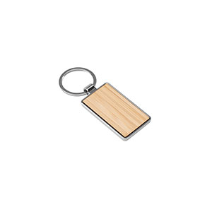 GASTON RECTANGULAR - portachiavi in metallo e bamboo - Naturale