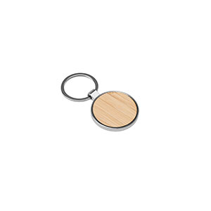 GASTON ROUND  - portachiavi in metallo e bamboo - Naturale