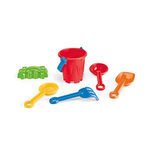 VALLARTA - giochi da spiaggia con secchiello e 5 accessori - Rosso