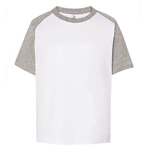 T-shirt bambino 100% cotone BASEBALL - Bianco - Grigio melange