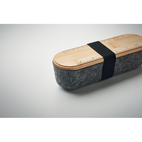 Astuccio in rpet e bamboo con portacellulare e righello MILE - dettaglio